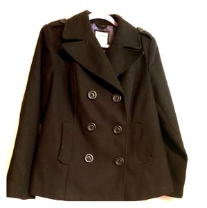 EUC OLD NAVY BLACK SIZE LARGE WOOL BLEND PEA COAT
